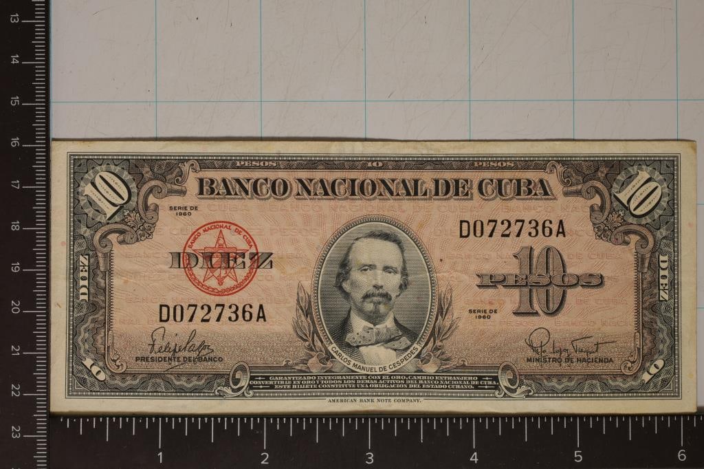 1960 CUBA 10 PESO BILL: CHECK OUT OCEANSIDEENGRAVING.COM FOR CUSTOM MADE LASER CUT PRODUCTS AND ENGRAVINGS. THANK YOU FOR CHECKING IT OUT.