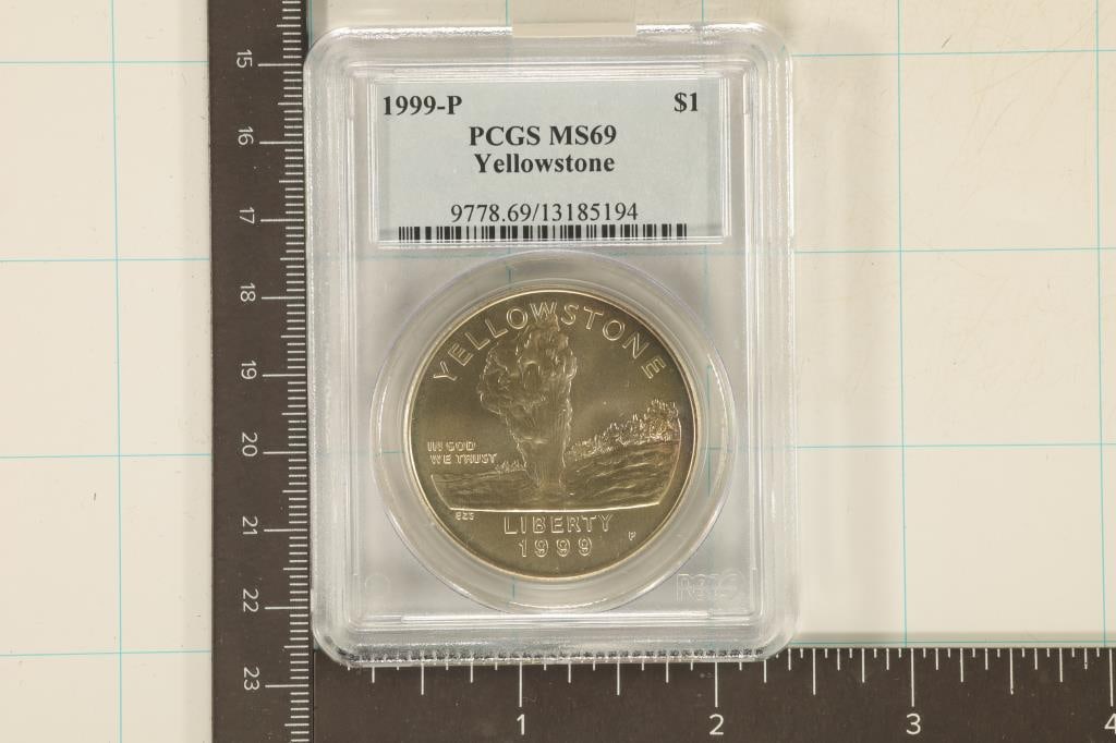 1999-P US YELLOWSTONE SILVER DOLLAR PCGS MS69 (1 of 2)