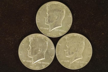 1968-D & 2-1969-D 40% SILVER JOHN F. KENNEDY HALFS