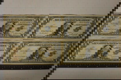 4-$1 SILVER CERTIFICATES: 1-1935-E SMALL HOLES AND