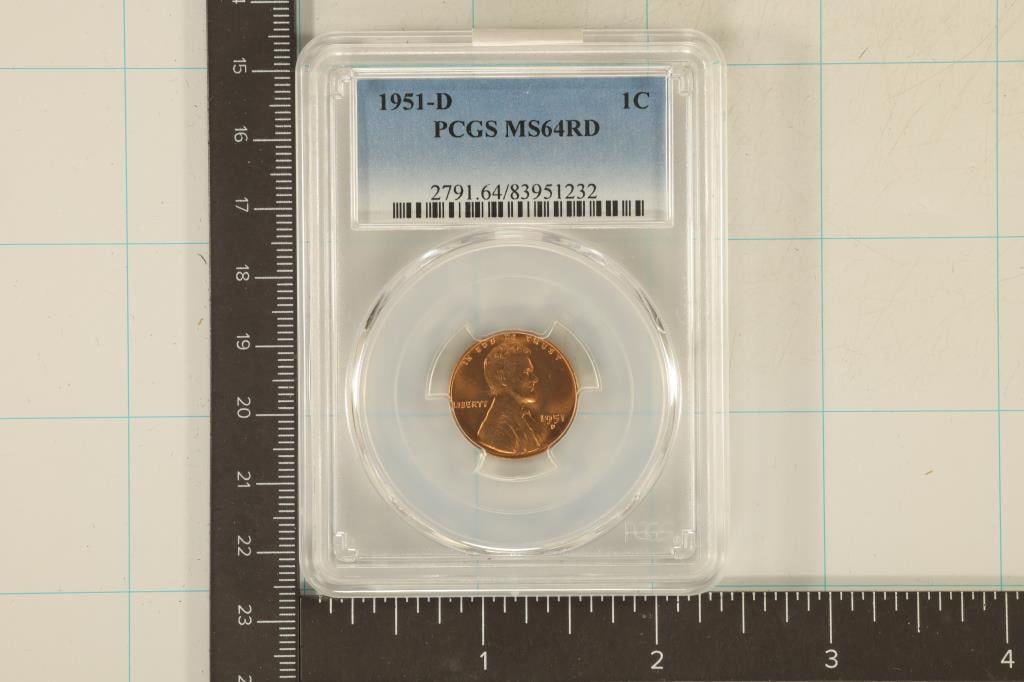 1951-D LINCOLN WHEAT CENT PCGS MS64RD (1 of 2)