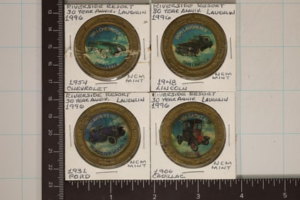 4-$1 1996 RIVERSIDE RESORT COLORIZED CASINO CHIPS: