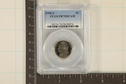 1998-S JEFFERSON NICKEL PCGS PR70 DCAM