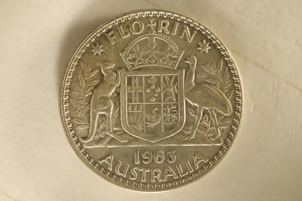 1963 AUSTRALIA SILVER FLORIN .1818 OZ. ASW UNC