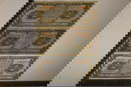 3-BANK OF MEXICO 1 PESO BILLS: 1 NO DATE, 1950