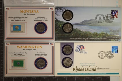 2 STATE QUARTER UNC STAMP SETS & 2-STATE QUARTER