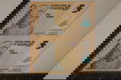 2-2022 NIGERIA 5 NAIRA CRISP UNC POLYMER COLORIZED