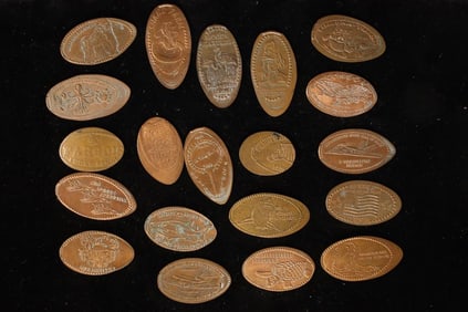 20 ELONGATED CENTS: SNAKE FARM, MOODY GARDENS,