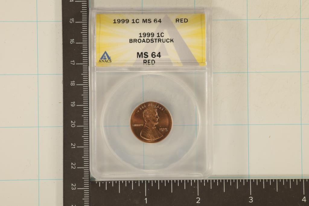 ERROR 1999 LINCOLN CENT ANACS MS64 BROADSTRUCK (1 of 2)