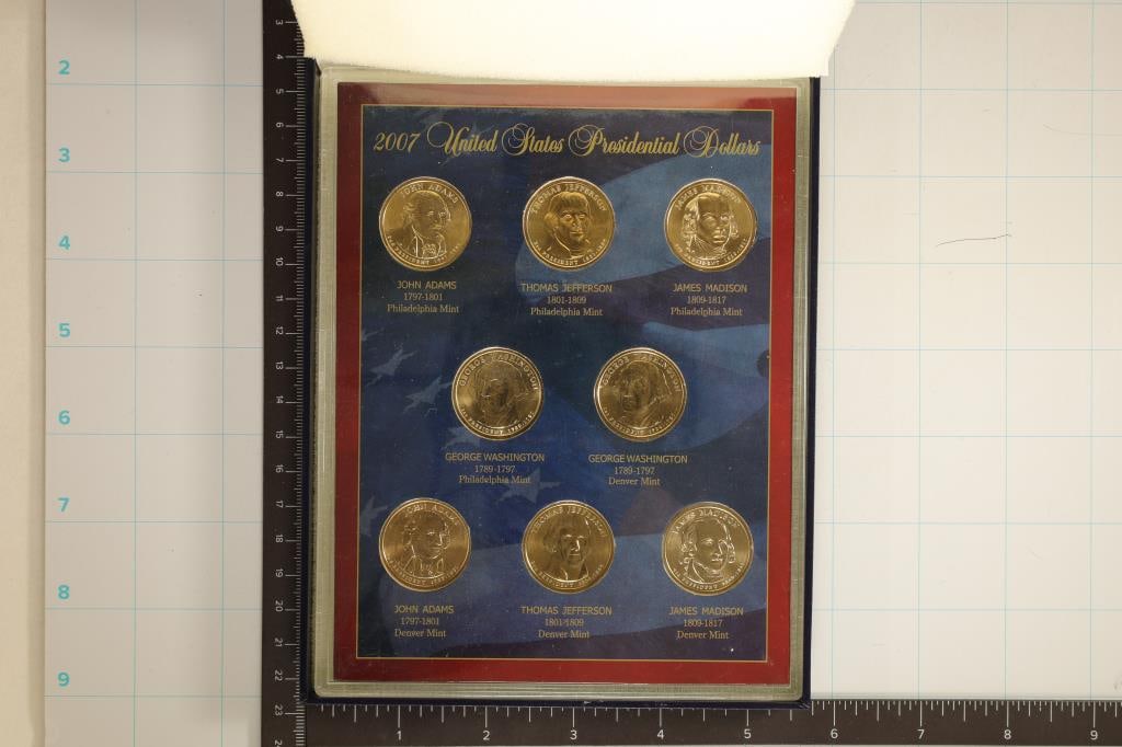 2007-P & D US 8 COIN PRESIDENTIAL DOLLAR UNC SET (1 of 3)