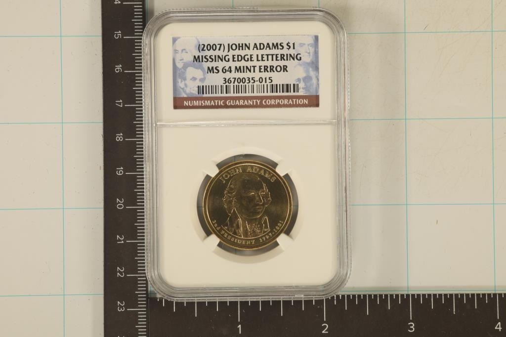 ERROR 2007 JOHN ADAMS PRESIDENTIAL DOLLAR NGC (1 of 2)