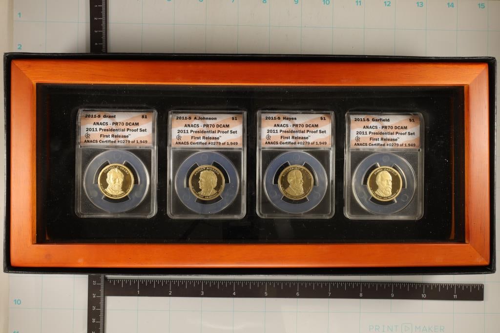 2011-S 4 COIN PRESIDENTIAL DOLLAR PF COINS IN PR70 (1 of 3)