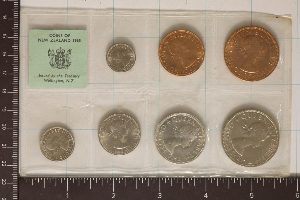 1965 COINS OF NEW ZEALAND 7 COIN UNC SET (1 of 2)