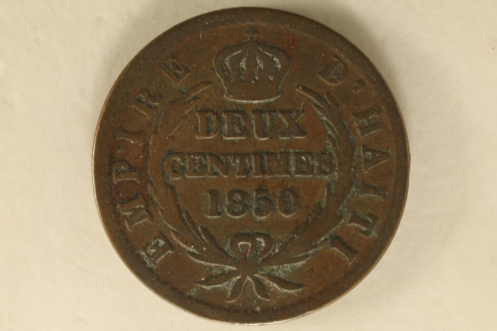 1850 HAITI COPPER 2 CENTIMES: WATCH FOR OUR NEXT AUCTION ON (MONDAY AUGUST 12TH, 2024) AT 7PM EASTERN TIME. THANKS FOR YOUR BUSINESS.