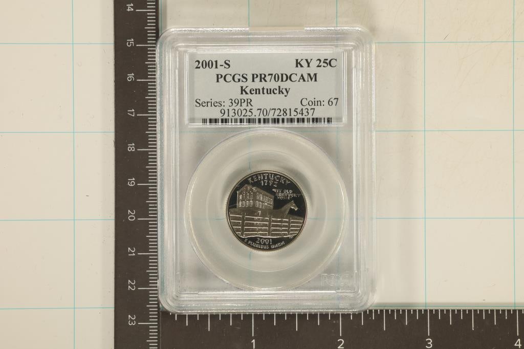 2001-S KENTUCKY QUARTER PCGS PR70 DCAM: WATCH FOR OUR NEXT AUCTION ON (MONDAY AUGUST 12TH, 2024) AT 7PM EASTERN TIME. THANKS FOR YOUR BUSINESS.
