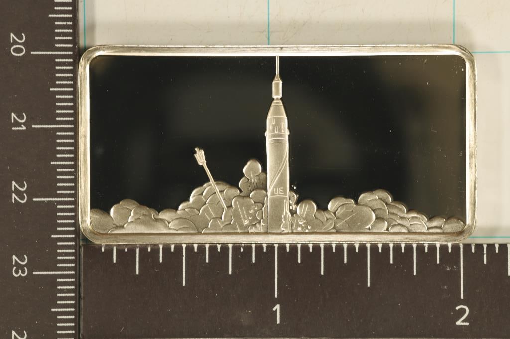 19.2 GRAMS STERLING SILVER PROOF "EXPLORER I": ROCKET INGOT.