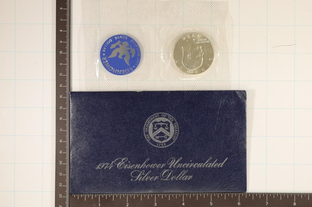 1974 IKE SILVER DOLLAR (BLUE PACK) UNC (1 of 2)