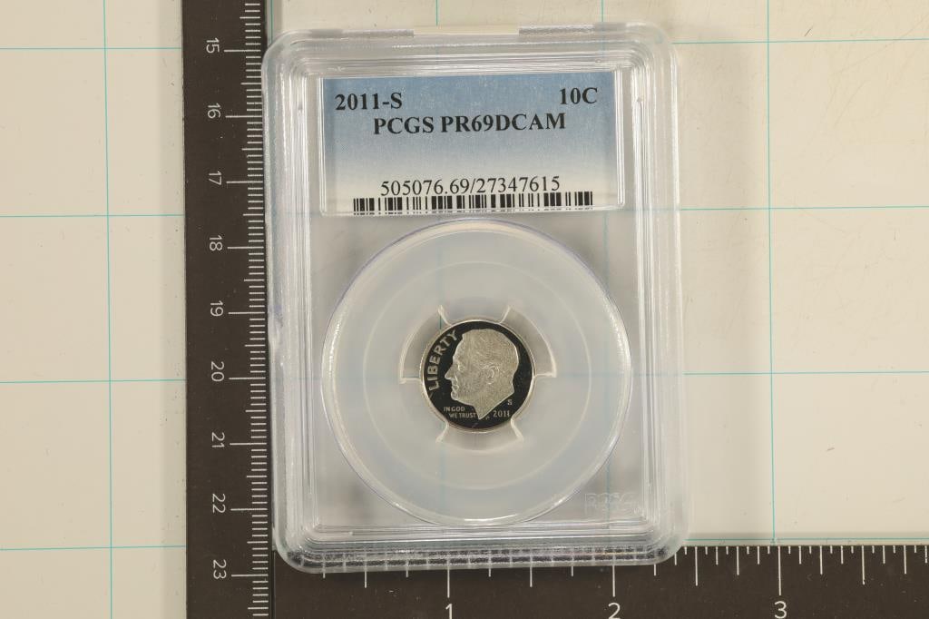 2011-S ROOSEVELT DIME PCGS PR69 DCAM (1 of 2)