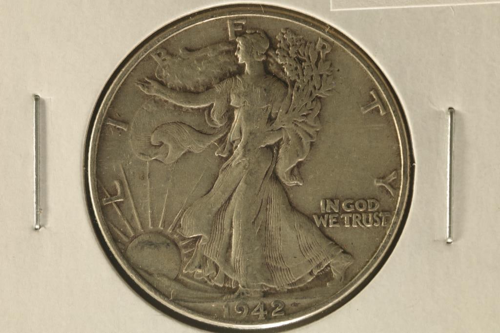 1942 SILVER WALKING LIBERTY HALF DOLLAR: WATCH FOR OUR NEXT AUCTION ON (MONDAY AUGUST 19TH, 2024) AT 7PM EASTERN TIME. THANKS FOR YOUR BUSINESS.