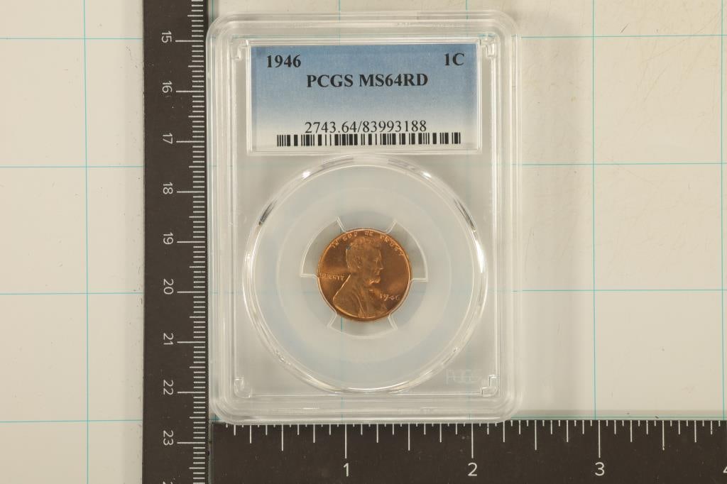 1946 LINCOLN WHEAT CENT PCGS MS64RD (1 of 2)