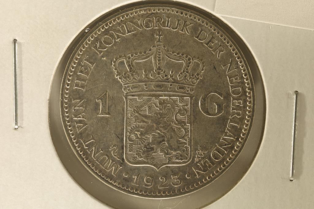1923 NETHERLANDS SILVER 1 GULDEN .2315 OZ. ASW: ASK US ABOUT ENGRAVING CUSTOM WORDING OR PICTURES FOR SPECIAL OCCASIONS LIKE BIRTHDAY OR HOLIDAY GIFTS, COMPANY FUNCTIONS, AWARDS OR ANYTHING OF IMPORTANCE. ENGRAVING CAN B