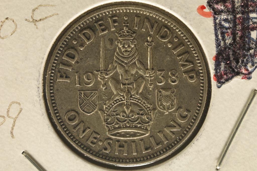 1938 GREAT BRITAIN SILVER 1 SHILLING .0909 OZ. ASW (1 of 2)