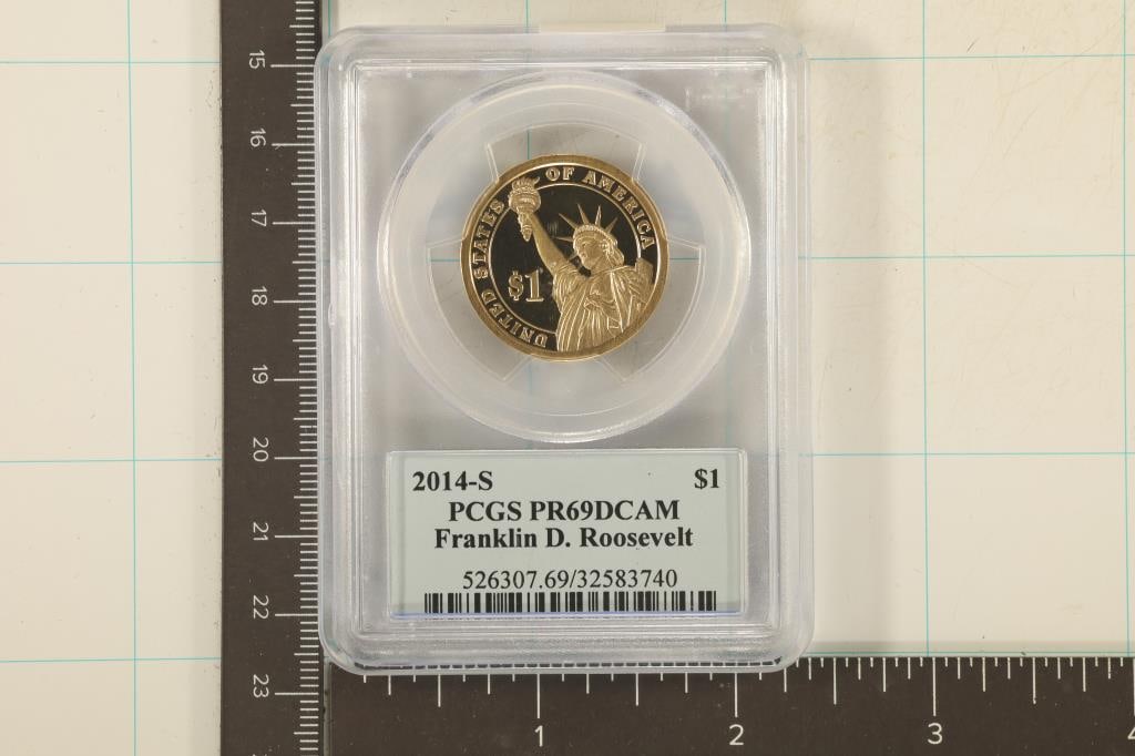 2014-S US FRANKLIN D. ROOSEVELT $1 PCGS PR69 DCAM: WATCH FOR OUR NEXT AUCTION ON (MONDAY AUGUST 26TH, 2024) AT 7PM EASTERN TIME. THANKS FOR YOUR BUSINESS.