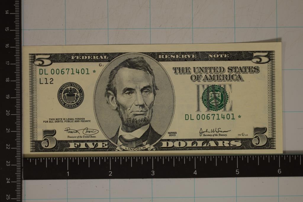 2003 US $5 FRN STAR NOTE CRISP UNC (1 of 2)