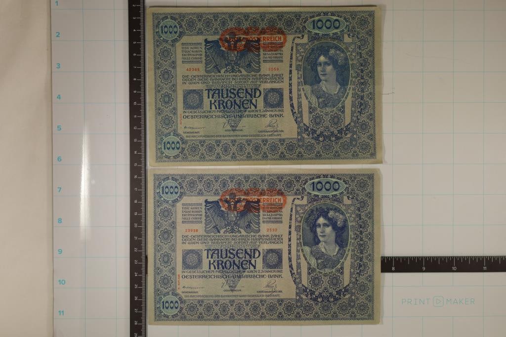 2-1902 AUSTRIA 1000 KRONEN COLORIZED LARGE SIZE: BILLS