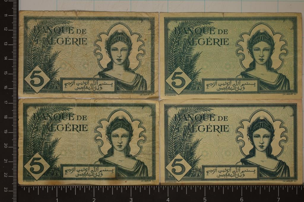 4-1942 BANK OF ALGERIA 5 FRANC BILLS (1 of 2)