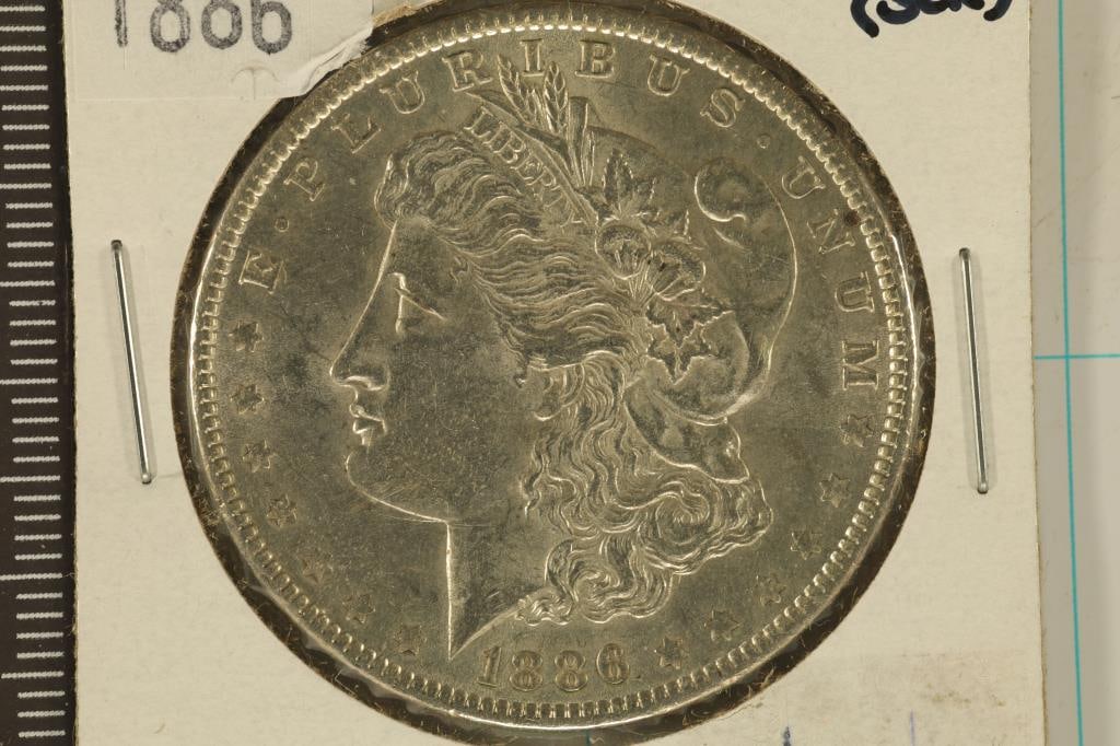 1886 MORGAN SILVER DOLLAR AU / UNC SCRATCHED ON (1 of 2)