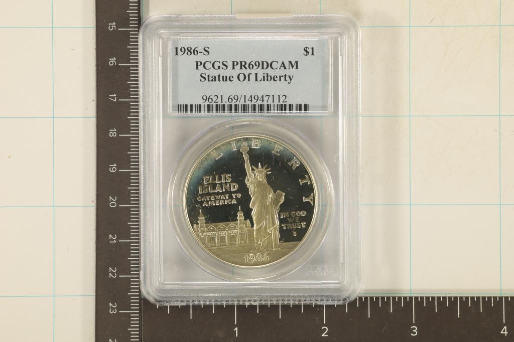 1986-S US STATUE OF LIBERTY SILVER DOLLAR PCGS: PR69 DCAM