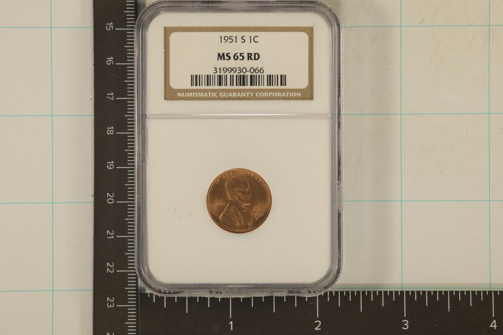 1951-S LINCOLN WHEAT CENT NGC MS65RD (1 of 2)