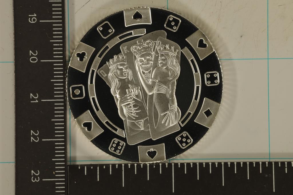 1 TROY OZ .999 FINE SILVER PF ADULT THEMED ROUND, (1 of 2)
