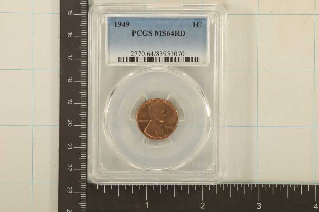 1949 LINCOLN WHEAT CENT PCGS MS64RD (1 of 2)