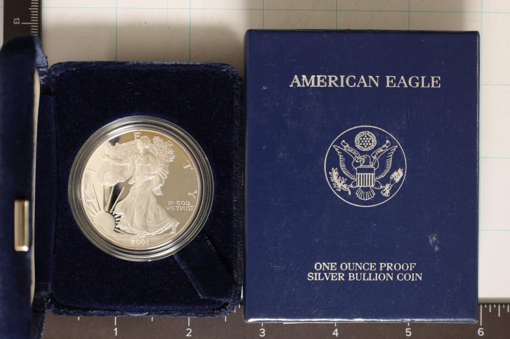 2001 PROOF AMERICAN SILVER EAGLE WITH CERTIFICATE (1 of 2)