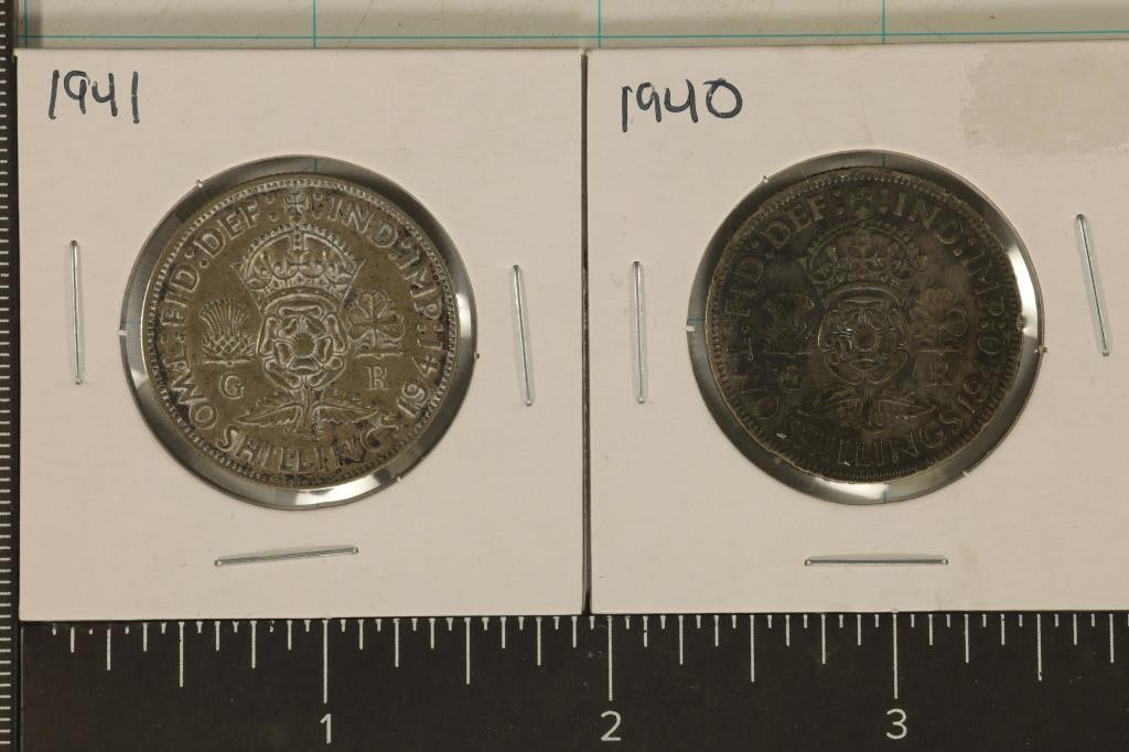 1940 & 1941 GREAT BRITAIN SILVER 2 SHILLING COINS (1 of 2)