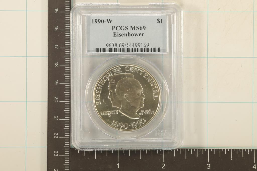 1990-W EISENHOWER SILVER DOLLAR PCGS MS69 (1 of 2)