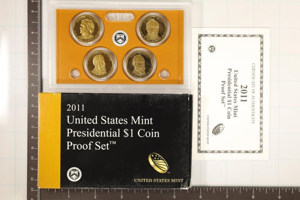 2011 US PRESIDENTIAL DOLLAR 4 PF SET WITH BOX &: WITH CERTIFICATE
