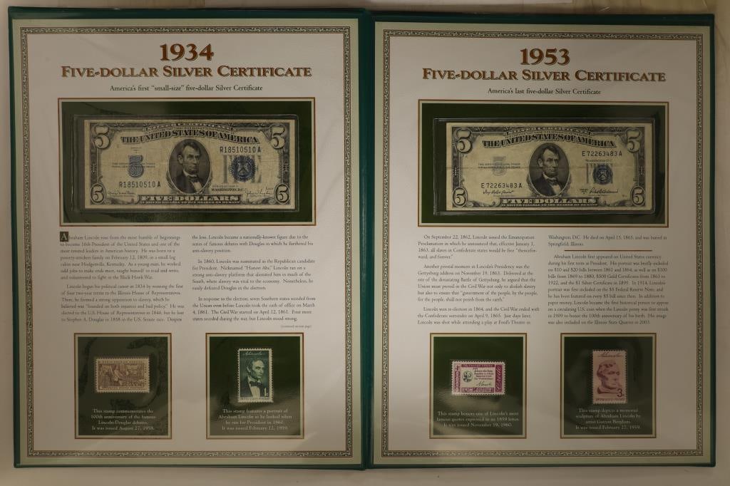 2 US $5 SILVER CERTIFICATES: WITH 4 UNCANCELLED (1 of 3)