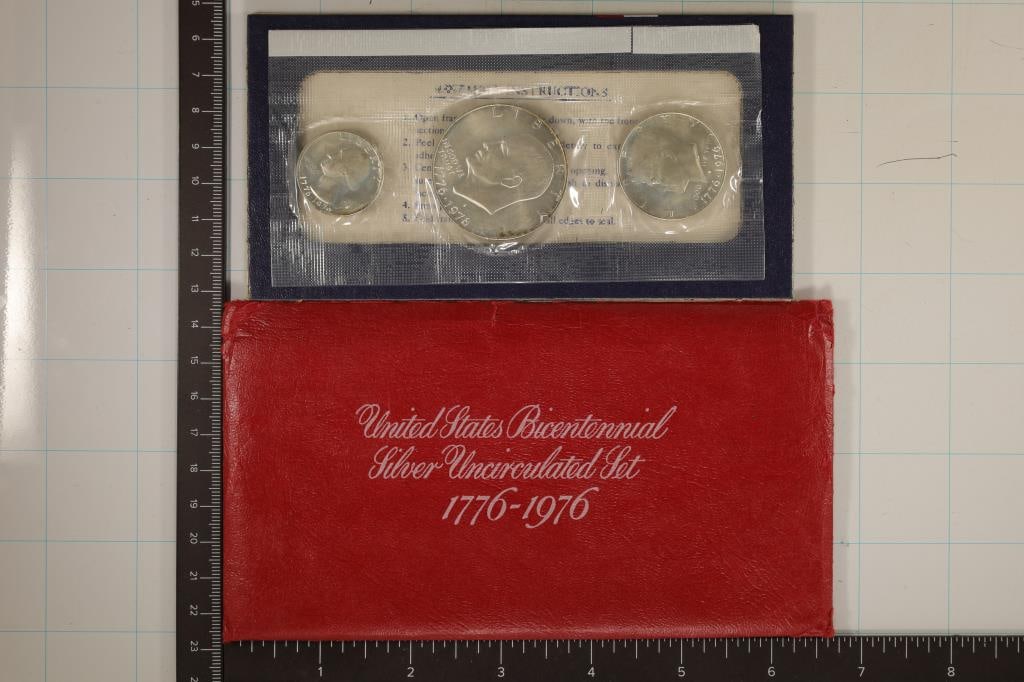 1976 US BICENTENNIAL SILVER 3 COIN UNC SET (1 of 2)