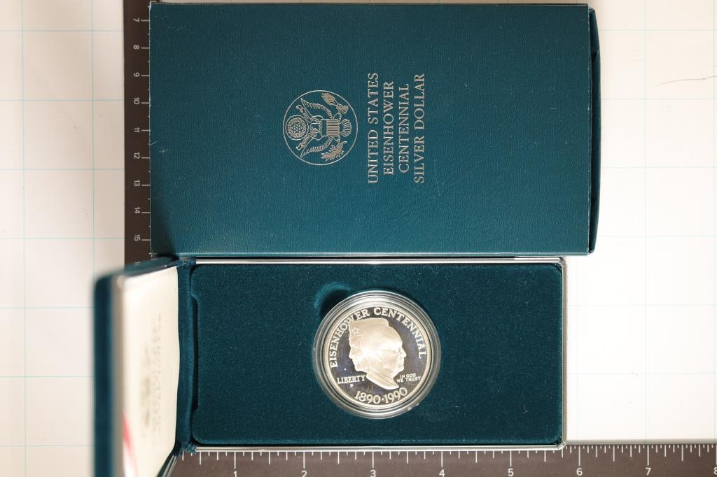 1990-P US SILVER PF EISENHOWER CENTENNIAL $ (1 of 2)