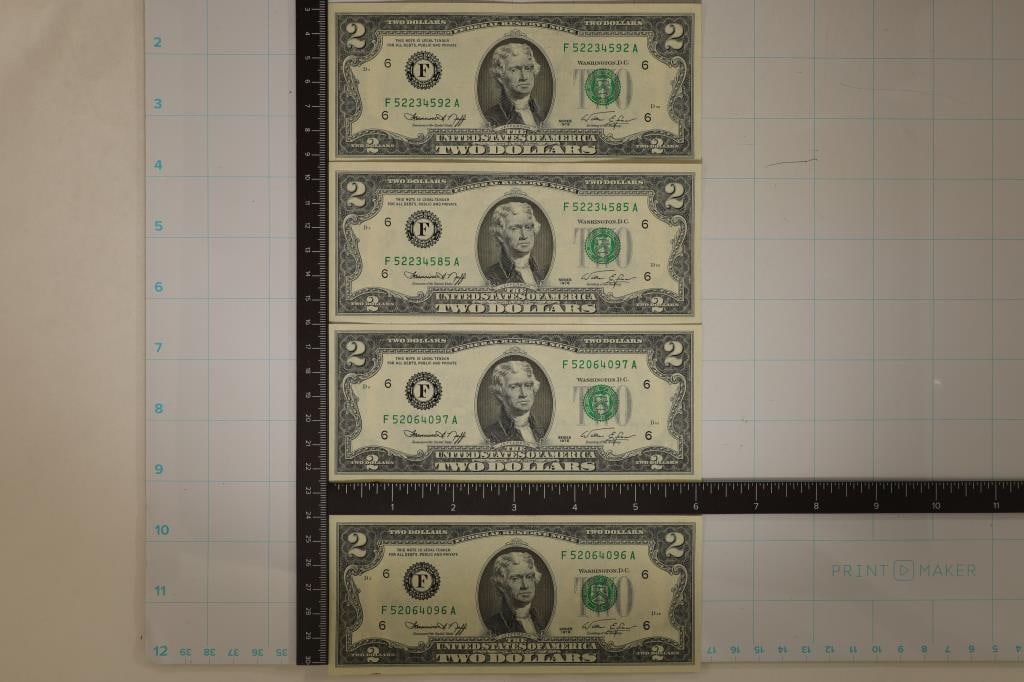 4-1976 US $2 FRN'S CRISP UNC 2 HAVE CONSECUTIVE (1 of 2)