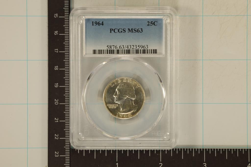 1964 WASHINGTON SILVER QUARTER PCGS MS63 (1 of 2)