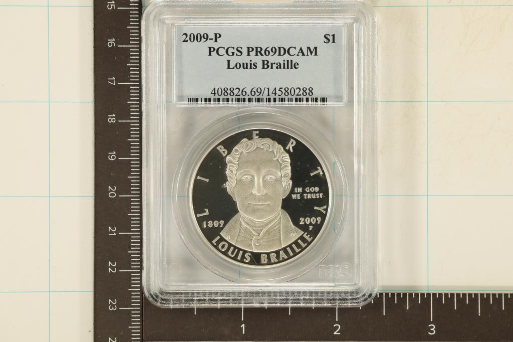 2009-P LOUIS BRAILLE US SILVER DOLLAR PCGS PR69 (1 of 2)