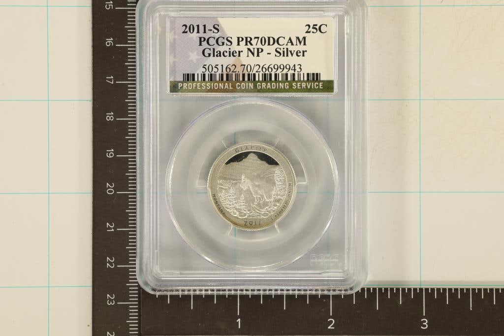 2011-S SILVER GLACIER N.P. QUARTER PCGS PR70 DCAM: THIS IS THE HIGHEST GRADE POSSIBLE, YOU CAN COLLECT ONLY THE BEST, STARTING WITH THIS COIN IF YOU HAVEN'T ALREADY