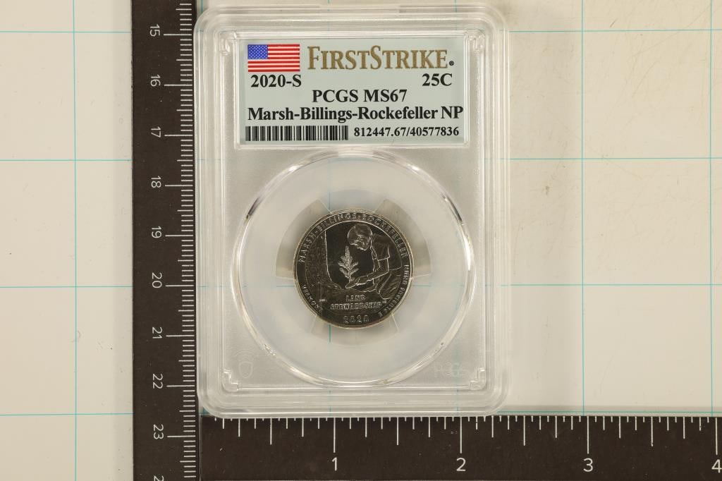 2020-S MARSH-BILLINGS-ROCKEFELLER N.P. QUARTER: PCGS MS67, FIRST STRIKE
