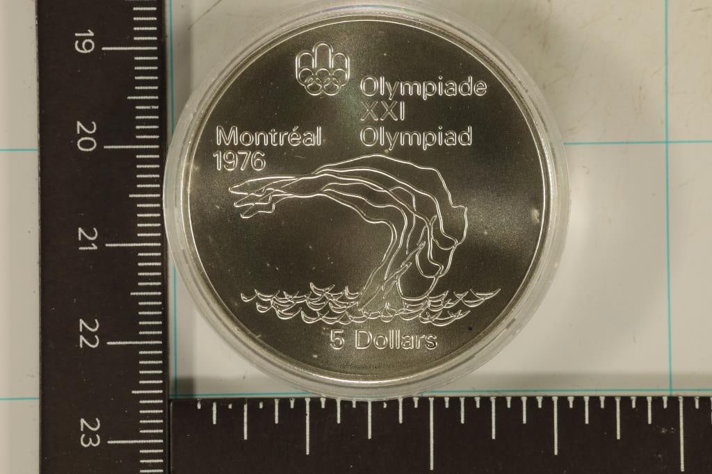 1975 CANADA UNC SILVER $5 MONTREAL OLYMPIC COIN (1 of 2)