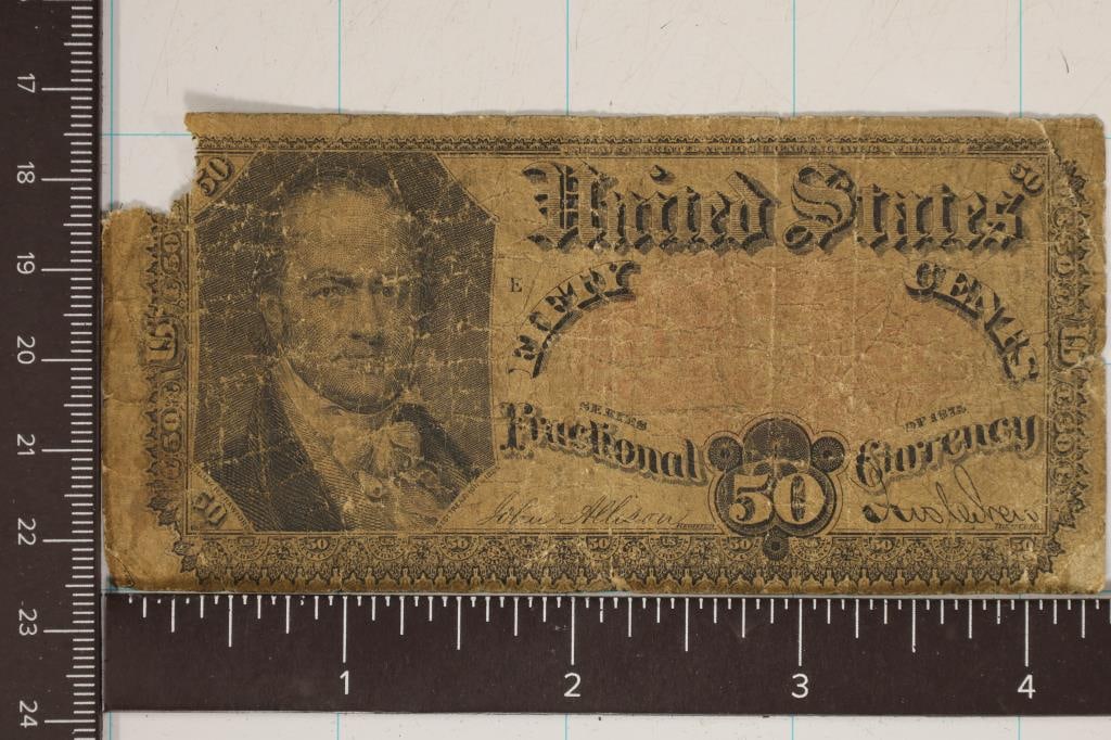 1875-FIFTY CENT US FRACTIONAL CURRENCY ONE: CORNER IS MISSING