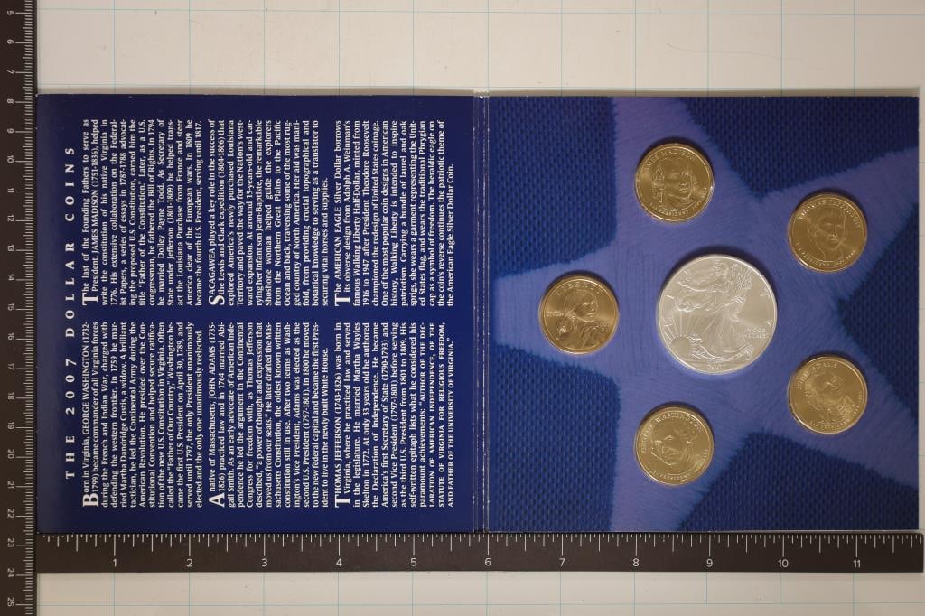 2007 US MINT ANNUAL UNC DOLLAR COIN SET CONTAINS: (1 of 3)